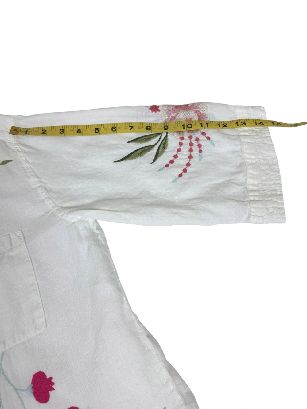 Johnny Was Oversized Nalina Weekend Tunic Linen Embroidered Soft Off White Pinks - Picture 15 of 16